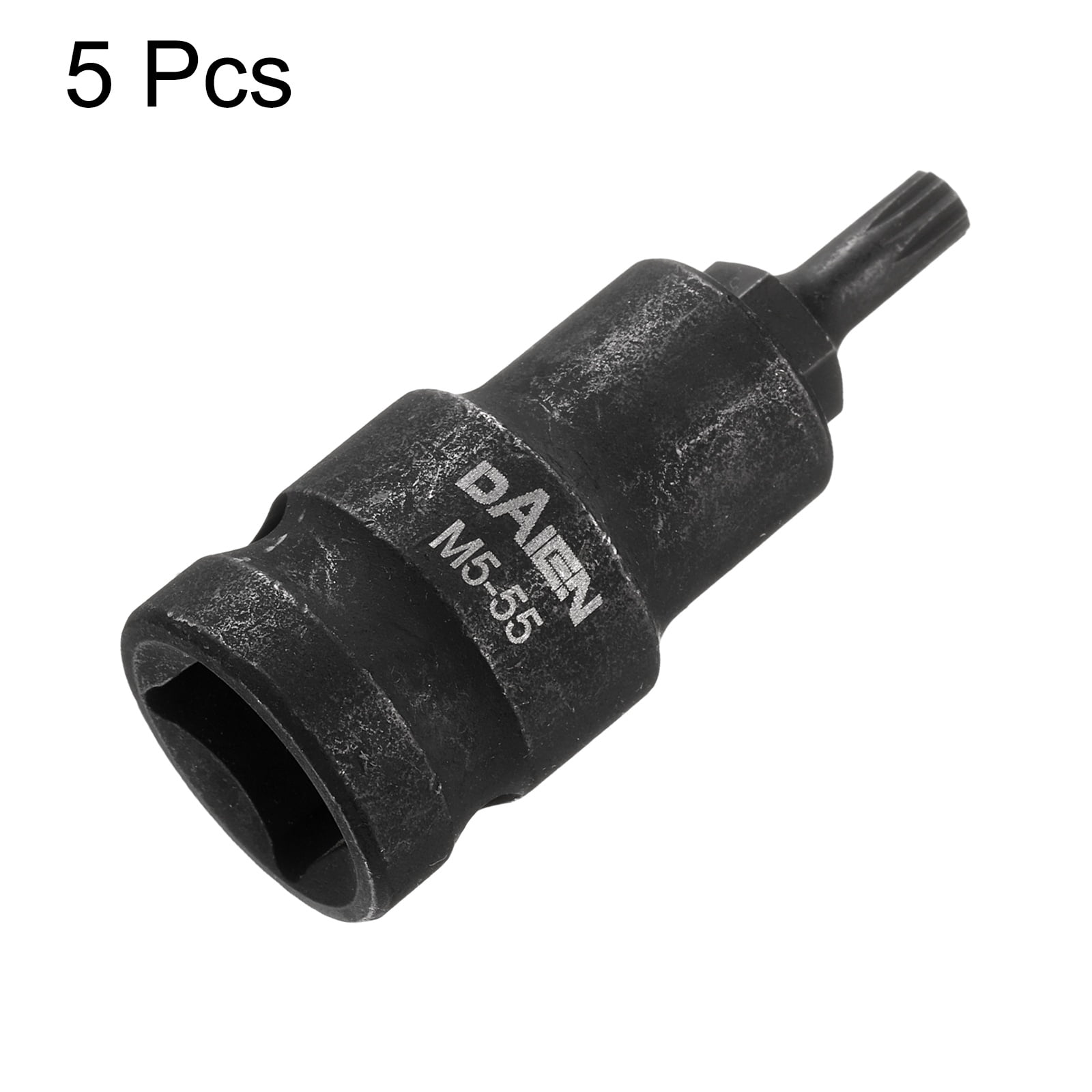 Uxcell 5pcs M5 Triple Square Bit Socket 55mm/2.17" Length 1/2" Square Drive 12 Point Spline Extension Impact Bit Power Nut Driver Set S2 Steel Socket Ratchet Wrench Bits, Black