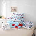 thumbnail image 6 of Feelyou Cartoon Cherry Kid Bedding Comforter Set 7 Pieces, Kawaii Bowknot Full Bedding Set, 6 of 8