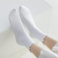 thumbnail image 2 of Zhengup Womens Socks, Ruffle Turn-Cuff Casual Ankle Socks Breathable Cool Knit Cotton Lettuce Crew Frilly Sock 6 Pack, 2 of 7