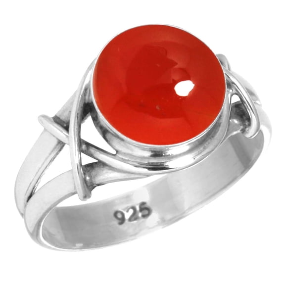 925 Silver Ring For Women - Men Orange Genuine Carnelian Stone Silver Ring Size 6.5 August Birthstone Handmade Silver Ring Size 6.5 Gift For Ladies On Engagement 925 Silver Jewelry With Gemstone