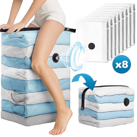 Cubepoint 8 Jumbo Cube Instant Space Saver Storage(27.5 X 12.6 X 39.35 in), Jumbo Vacuum Storage Bags, Clothes Storage Cubes, Extra Large Vacuum Seal Bags for Bedding, Blankets, Comforters
