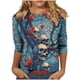 thumbnail image 2 of Ailaofu 3/4 Length Sleeve Women Tops Crew Neck Blouses Dressy Casual Summer T Shirts Loose Fit Business Work Clothes, 2 of 4