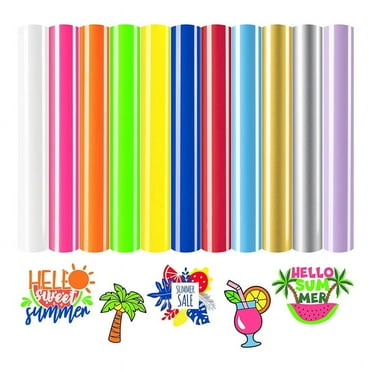 HTV Heat Transfer Vinyl - 12 Pack Vinyl, 11 Different Colors Iron on and 1 TeflonSheet, 12X10 Inch