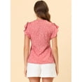 thumbnail image 4 of Blusa con Cuello En V Allegra K de gasa con volantes Rosa M, 4 of 5