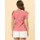 thumbnail image 4 of Blusa con Cuello En V Allegra K de gasa con volantes Rosa M, 4 of 5