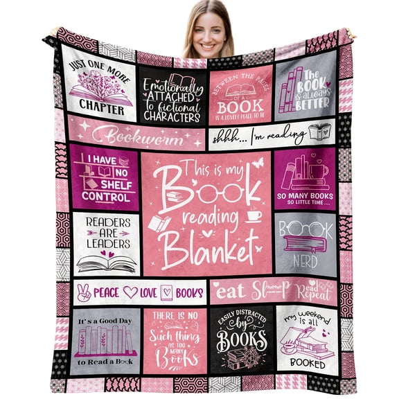 1pc Book-Themed Cozy Throw Blanket Suitable for Book Lovers, Reading Clubs & Literary Enthusiasts - Flannel Bookworm Gift, - Bedspread or Couch, Machine Washable Reading Nook Accessory