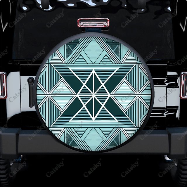Abstract Shapes Cool Design Polyester Universal Spare Wheel Tire Cover Wheel Covers for Trailer RV SUV Truck Camper
