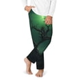 thumbnail image 2 of Pofeuu Green Night Sky Moon Branches Print Teenagers' Pajama Pants, Soft Lounge Pajama Pants with big pockets for Men Plaid Pj Bottoms-Large, 2 of 6