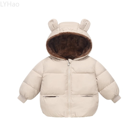 LYHao Toddler Kids Baby Boys Girls Winter Warm Solid Coats Bear Ears Hooded Padded Jacket Outwear Girls Jacket Coat,Sizes 18-24 Months
