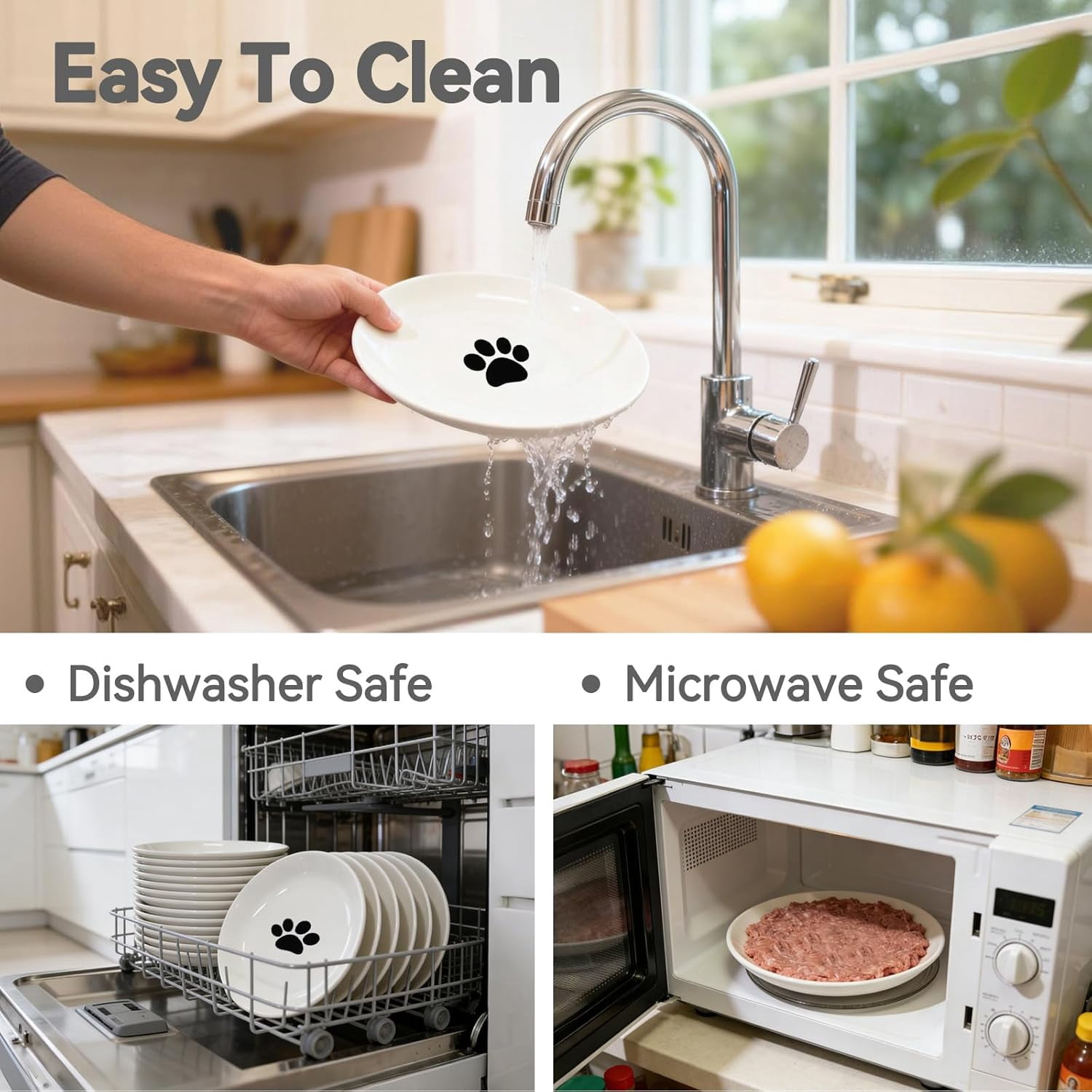 [8 Pack] Ceramic Cat Food Bowl, Cute Cat Bowls Whisker-Friendly, 5.9" Shallow Wide Kitten Plates, Easy to Clean Indoor Feeding Dishes