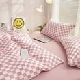 thumbnail image 4 of Juego de cama de cuadros rosa pastel morado, 4 of 5