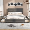 thumbnail image 3 of EUROCO Queen Size Upholstery Platform Bed with Storage Trundle and Two Drawers, Gray, 3 of 21