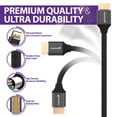 thumbnail image 5 of Fosmon HDMI 2.1 Cable 8K@60Hz 1ft, Premium Certified 48Gbps Ultra High Speed, 4K@120Hz, Dynamic HDR, HDCP 2.3, 3D, eARC, 4:4:4, Cotton Braided Compatible with UHD TV, Monitor, PS4/PS5, Xbox One/X/S, 5 of 8