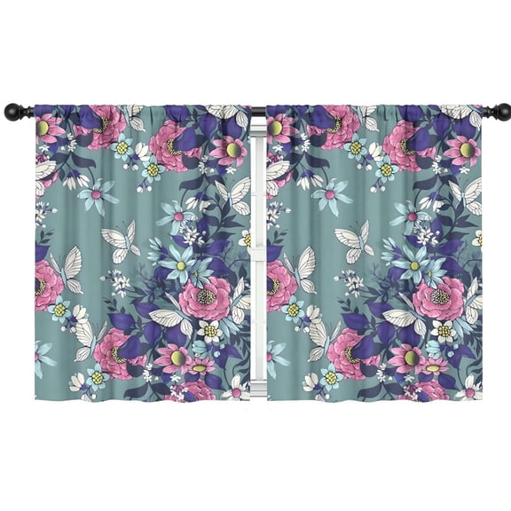 Blackout Kids Curtains,Pioneer Flower Floral Print Pattern Childrens Insulated Curtains Set Of 2,Bedroom Essentials,Toddler Room Decor 42"x54"