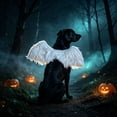 thumbnail image 6 of Halloween Pet Angel Wings for Dogs and Cats, Furry Plush Cosplay Accessory with Adjustable Straps, White/Black Single Piece (46cm x 15cm), 6 of 8