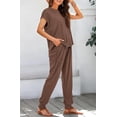 thumbnail image 6 of BTFBM Women's Two Piece Tracksuit Outfits Summer Short Sleeve Tops Long Pants Jogger Lounge Matching Sets Sweatsuit, 6 of 7