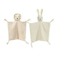 IFCOW Cotton Muslin Lovey Blanket, Organic Cotton Muslin Bunny & Lion