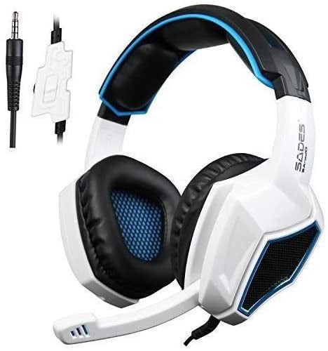Black/Blue SA708 GT Sades Wired 3.5mm Stereo Universal Gaming Headset with Microphone 