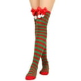 thumbnail image 2 of Odeerbi Christmas Socks for Women 2025 Thigh High Socks Long Tube Knee Socks Striped Garter Cute Accessories Party Red, 2 of 5