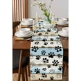 thumbnail image 4 of Blue Beige Paw Print Table Runner 120 Inches, Vintage Farmhouse Country Wooden Grain Bed Runner Dresser Scarves Tabletop for Indoor Outdoor Parties/Ceremony/Banquet, 13"x 120", 4 of 8