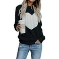 thumbnail image 1 of Women Sweaters Heart Front Crew Neck Long Sleeve Knitted Pullover Sweater, 1 of 7