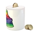 thumbnail image 3 of Groovy Piggy Bank, Hand Peace Love Sign in Rainbow Colors Internationally Recognized Universal Print, Ceramic Coin Bank Money Box for Cash Saving, 3.6" X 3.2", Multicolor, by Ambesonne, 3 of 4