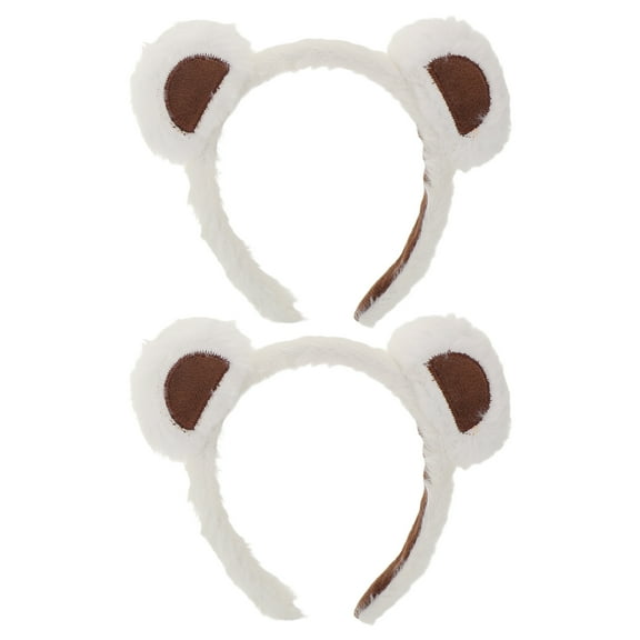 Homoyoyo Kawaii Bear Ear Headband Soft Plush Comfortable for Home 2Pcs