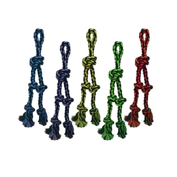 Multipet 784369295221 20 in. Nuts for Knots Rope Tug with 2 Danglers Toys Assorted Pack of 3