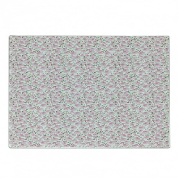 Floral Cutting Board, Spring Pattern of Ranunculus Flowers Wedding Party, Decorative Tempered Glass Cutting and Serving Board, in 3 Sizes, by Ambesonne