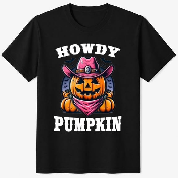 Halloween Shirts for Kids, Howdy Pumpkin Cowboy Graphic Western Halloween T-Shirt