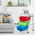 thumbnail image 4 of Costway 3-Drawer Cart Storage Bin Organizer Rolling w/Plastic Drawers  Rainbow, 4 of 10