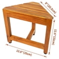 thumbnail image 3 of Banco de esquina de ducha VaeFae, reposapiés de madera de teca ajustable, 3 of 7