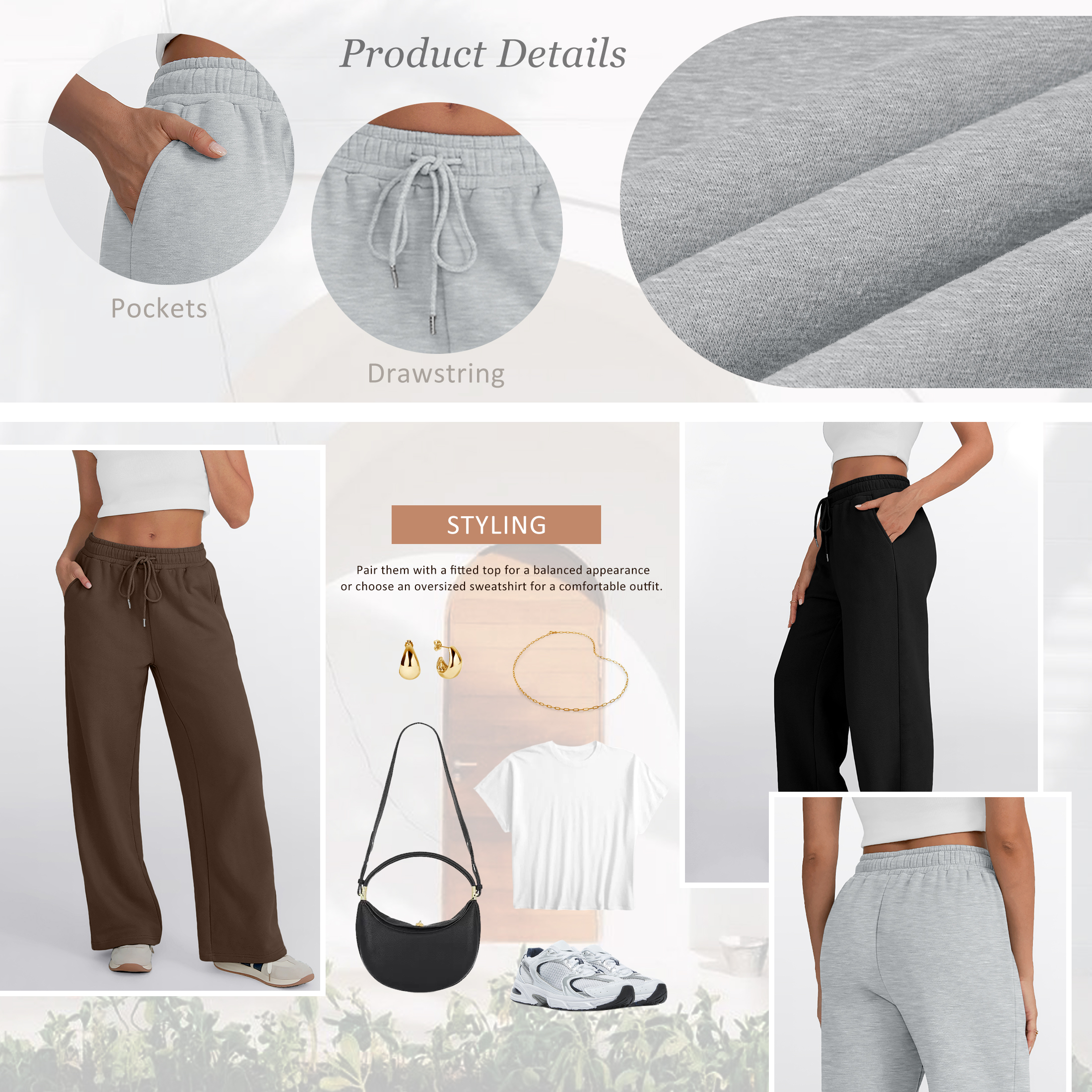 SUNBS Women's Wide Leg Cargo Sweatpants photo 3