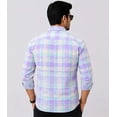 thumbnail image 3 of Men's Cotton Checkered Casual Shirt | Long Sleeve | Button Down Shirt | Regular Fit (Lavender-S), 3 of 5