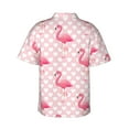 thumbnail image 3 of Daiia Cute Flamingo with Heart Hawaiian Shirt for Men Gentle Cotton Regular Short Sleeve Casual-3X-Large, 3 of 9