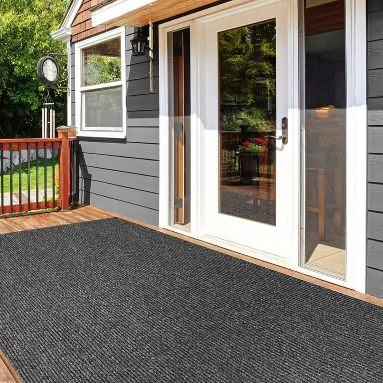 Heavy-Duty Ribbed Indoor/Outdoor Carpet with Rubber Marine Backing - Charcoal Black 6' x 10' - Several Sizes Available - Carpet Flooring for Patio, Porch, Deck, Boat, Basement or Garage Heavy-Duty Ribbed Indoor/Outdoor Carpet with Rubber Marine Backing - Charcoal Black 6' x 10' - Several Sizes Available - Carpet Flooring for Patio, Porch, Deck, Boat, Basement or Garage
