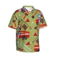 thumbnail image 2 of Fotbe Cartoon Fire Truck Hawaiian Shirt For Men Unisex Summer Beach Casual Short Sleeve Cotton Linen Button Down Shirts-Medium, 2 of 9