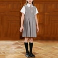thumbnail image 2 of Girls Gray School Uniform Jumper Dress Set with Shirt & Tie, Preppy Pleated Pinafore Outfit for Church Easter, Sizes 3-15 Years,Size 11-12 T, 2 of 5
