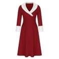 Christmas Dresses for Womens Furry VNeck Print Vintage LongSleeved
