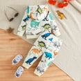 thumbnail image 3 of LAPAKIDS Infant Toddler Kids Baby Boys Outfit Fall Winter Clothes Dinosaur Pattern Hooded Tops + Pants 18-24 Months, 3 of 7
