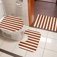 thumbnail image 4 of Burnt Orange Stripe Bath Mat 3 Piece Bathroom Rug Set, Farmhouse Striped Abstract Art Non Slip Bath Rug Contour Mat and Toilet Lid Cover, Absorbent Shower Mats Soft Bath Rugs and Mats Sets, 4 of 8