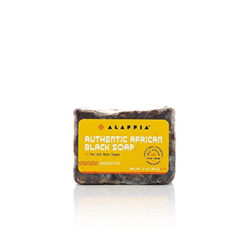 Alaffia Authentic African Black Soap Bar, Unscented, 3 Oz, 6 Pack
