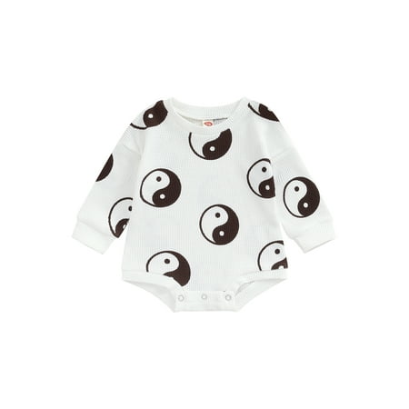 

Newborn Baby Girl Boy Crewneck Sweatshirt Romper Yin Yang Pattern Pullover Oversized Sweater Fall Winter Outfit