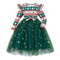 thumbnail image 1 of Zanarzt Robes pour Filles Robes en Tricot Côtelé en Tulle Robe de Noël pour Enfants à Manches Longues à Col Rond Robe en Maille à Écailles de Poisson Vert, 4 Ans, 1 of 5