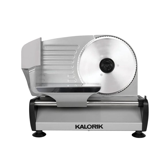 Kalorik Professional Electric Food and Meat Slicer Features Adjustable Thickness Control & Safety Pusher with Thumb Guard, Easy Clean Removable 7.5-I