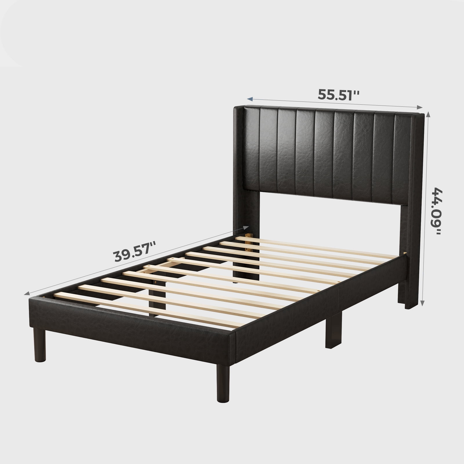 Alvantor Upholstered Bed Frame, Fabric-covered Wing-shaped Headboard and Wooden Crossbars, Bed Frame with Storage Space, Easy Assembly, Noise Free, No Box Spring Needed
