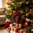 thumbnail image 4 of Fabric Wrapped Box Decoration for Holiday Tree, Wreath, Mantel, Green, 4 of 5