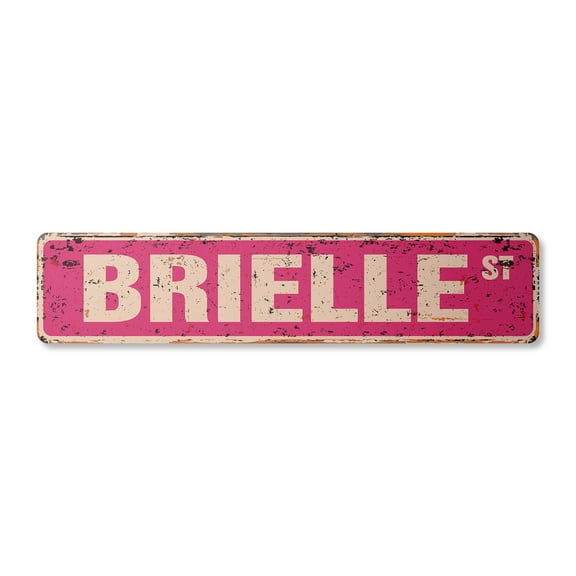 BRIELLE Vintage Plastic Street Sign Childrens Name Room Sign | Indoor/Outdoor | 24" Wide