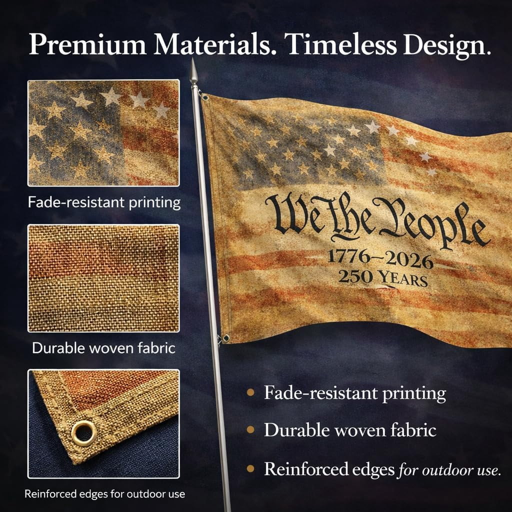 KUNPENG 250 Anniversary Usa Outdoor Flag - We The People 1776-2026 Patriotic Yard & House Banner for 4th of July, 2x3 ft