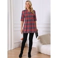 thumbnail image 5 of DARING DIVA Women's Check Top V Neck Half Sleeve Casual Tunic Blouse Red XL, 5 of 8